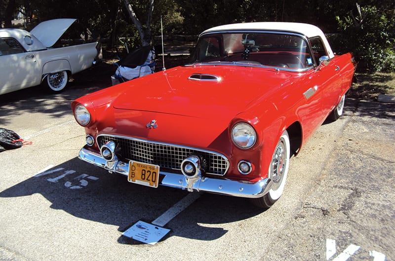 Red 1950s ford thunderbird